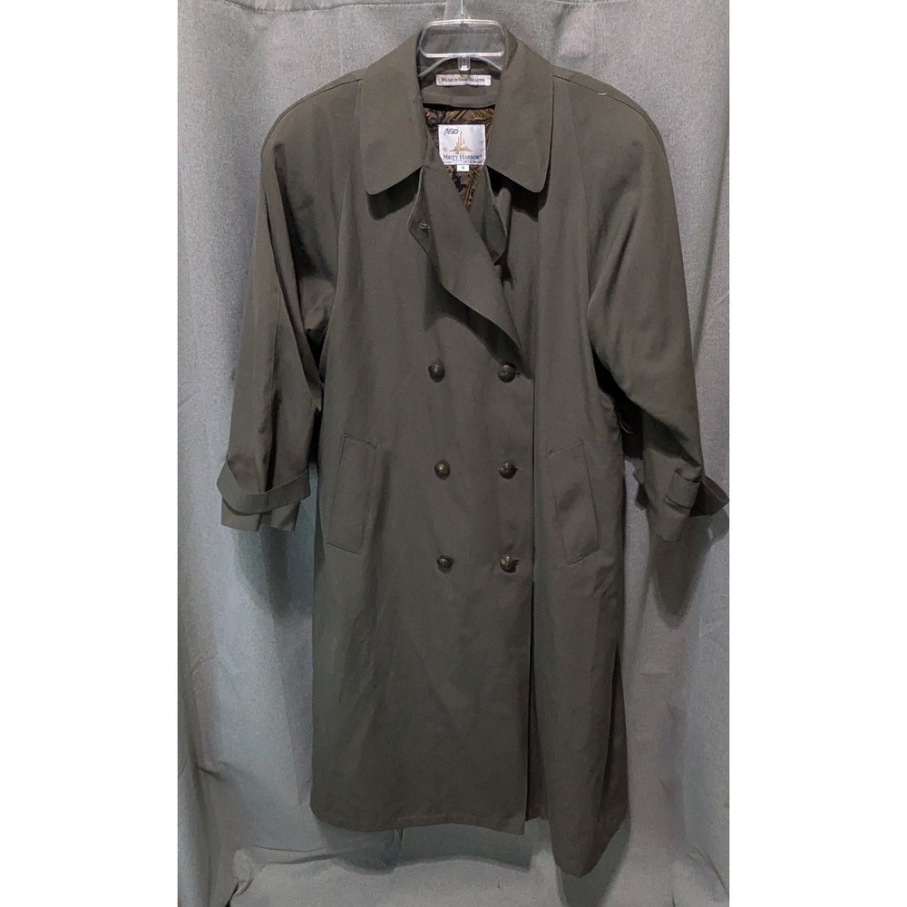 Misty Harbor Trench Coat Women 16 Olive Green Fair Double Breasted 38460